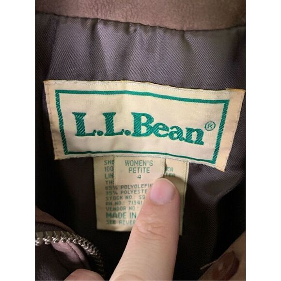 L.L. Bean 100% genuine leather suede jacket brown women's size 4 Petite - Picture 3 of 7